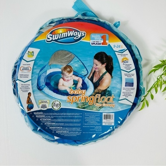 SwimWays Baby Spring Float Sun Canopy - Blue Sea Monster NWT - Picture 2 of 3